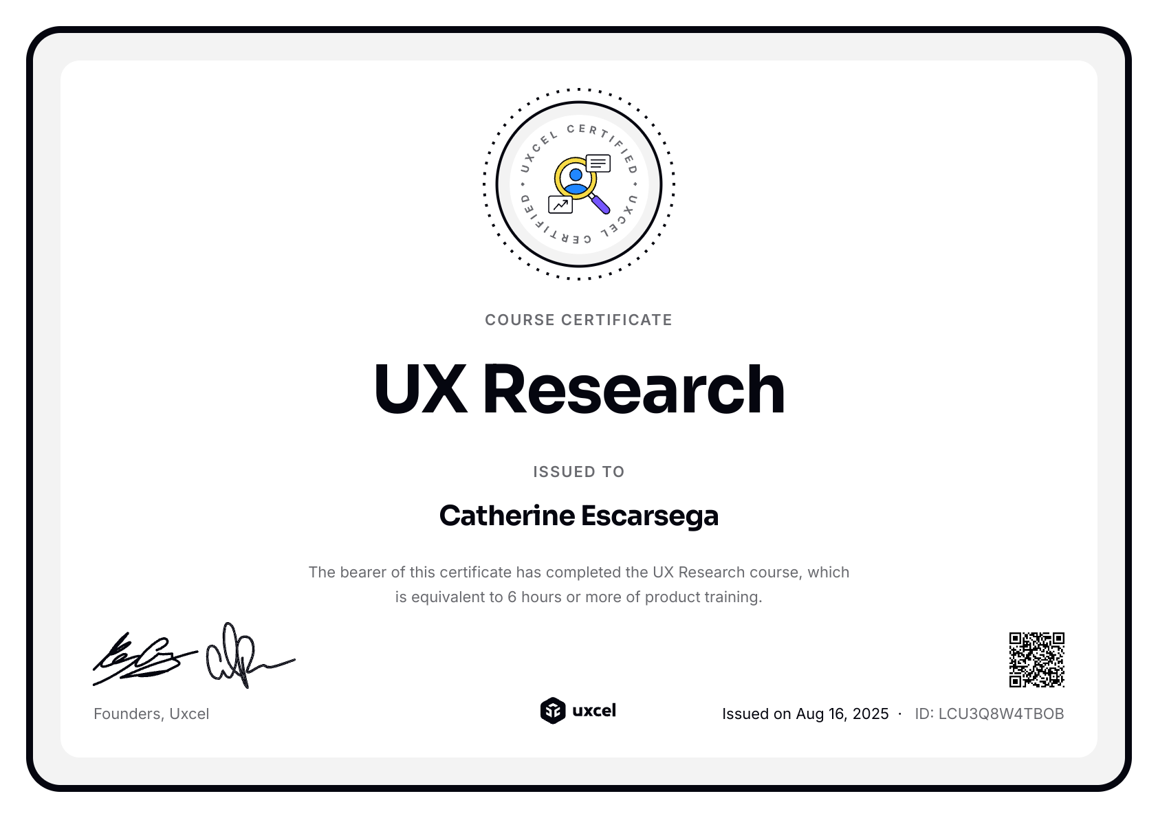 cahee's certificate